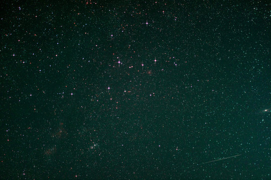 Starfield with Cassiopeia, Andromeda Galaxy Milky Way and Fallin