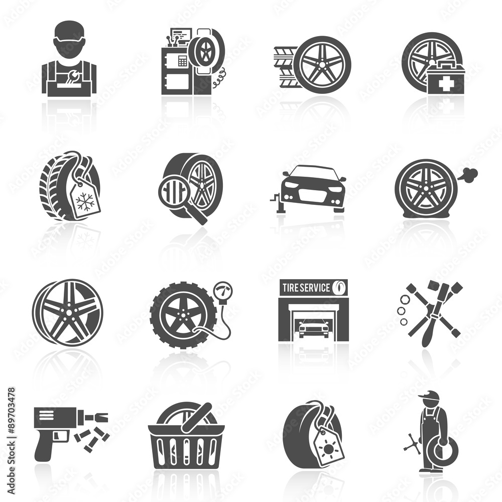 Sticker Tire service icon black