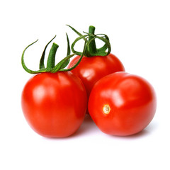 close up fresh delicious cherry tomatoes isolated on white background