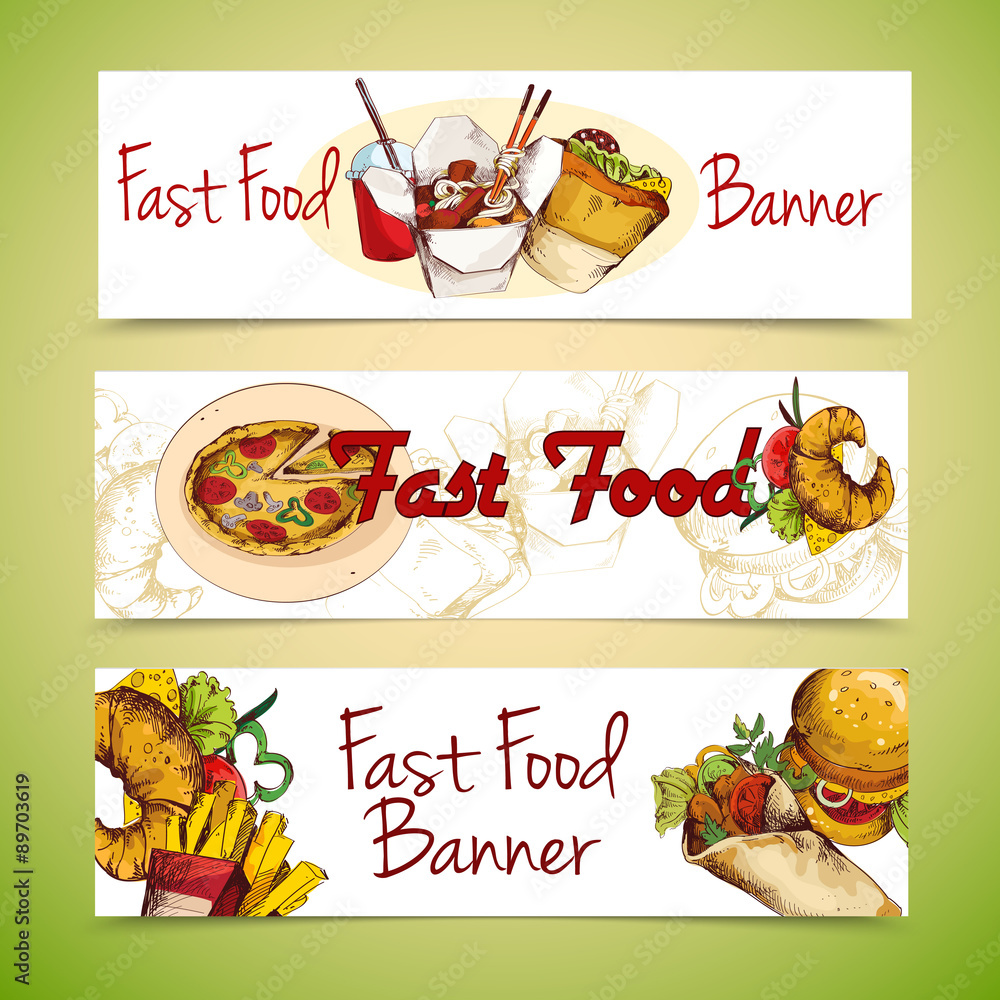 Wall mural fast food banners