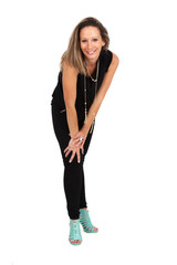 Beautiful woman doing different expressions in different sets of clothes: posing