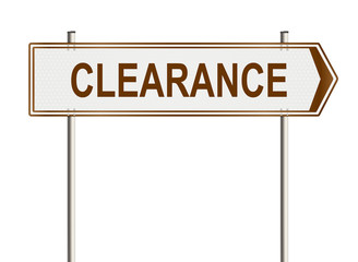 Clearance. Road sign on the white background. Raster illustration.