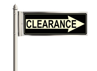 Clearance. Road sign on the white background. Raster illustration.