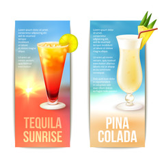 Cocktails banner set