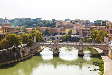 Fototapeta na wymiar View above Rome and Tiber in Rome