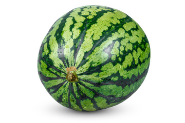 Fresh Whole Green Watermelon. isolated on white background.