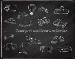 Transport doodle set chalkboard