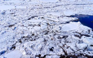 Floes on the water.
