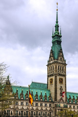 Fototapeta na wymiar Hamburg town hall (Rathous) and square, Germany