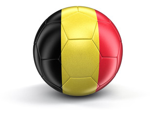 Soccer football with Belgian flag. Image with clipping path