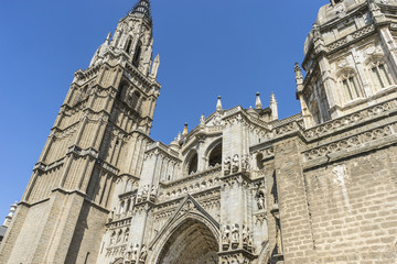 majestic facade of the cathedral of Toledo in Spain, beautiful c