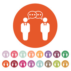 The negotiations icon. Debate and dialog, discussion, conversations symbol. Flat