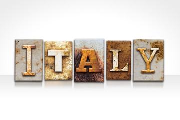Italy Letterpress Concept Isolated on White