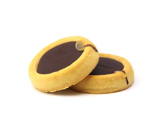 Chocolate cookie on white background