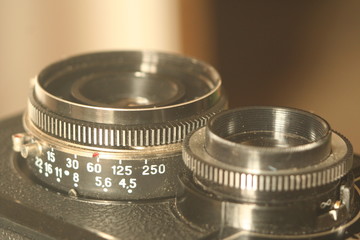 retro analog camera lens engravings isolated on white.