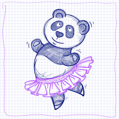 Dancing panda vector sketch 