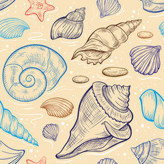 Vector seashalls seamless pattern