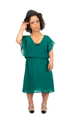 Fototapeta premium Beautiful woman doing different expressions in different sets of clothes: suicide