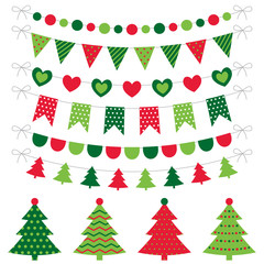 Christmas trees and decoration set