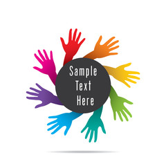 Fototapeta premium teamwork concept, supportive , helping creative label or banner design vector