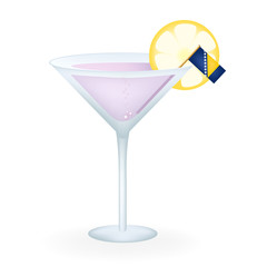 Cocktail Glass With A Flag Of Bosnia And Herzegovina