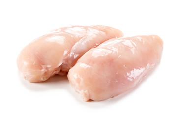 Raw turkey fillet on white background