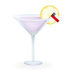 Cocktail Glass With A Flag Of Chile