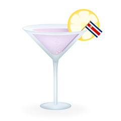 Cocktail Glass With A Flag Of Costa Rica