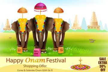 Decorated elephant for Happy Onam - 89711071