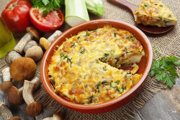 Vegetable casserole with mushrooms