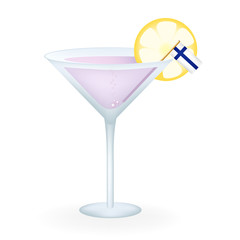 Cocktail Glass With A Flag Of Finland