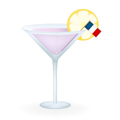 Cocktail Glass With A Flag Of France