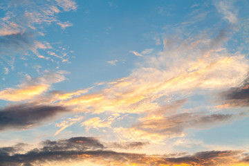 colorful dramatic sky with cloud at sunset