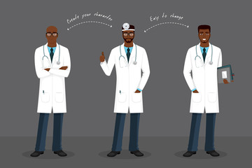 Man doctor in various poses
