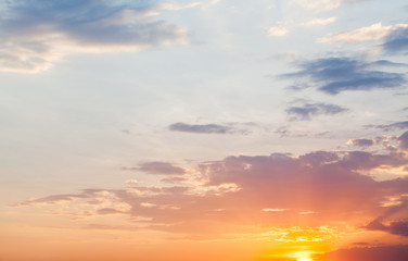 colorful dramatic sky with cloud at sunset