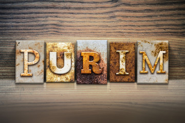 Naklejka premium Purim Concept Letterpress Theme