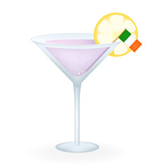 Cocktail Glass With A Flag Of Ireland