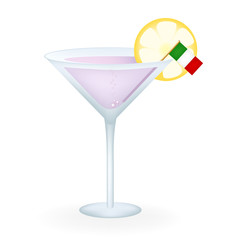 Cocktail Glass With A Flag Of Italy