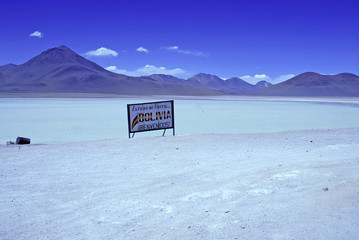 The Altiplano, a high altitude desert landscape with Laguna Verde in Bolivia near the Chilean border, South America