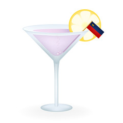 Cocktail Glass With A Flag Of Liechtenstein