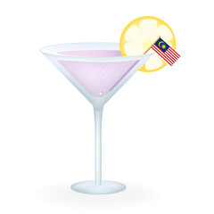 Cocktail Glass With A Flag Of Malaysia