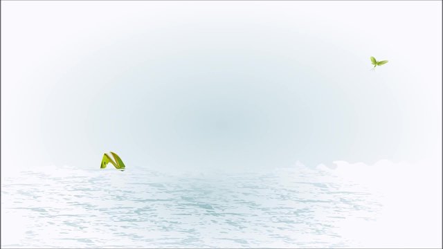 Animation of illustration of a trout fish jumping caught ephemera seamless loop