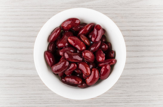 Red Canned White Beans In Bowl On Table