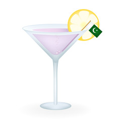 Cocktail Glass With A flag Of Pakistan