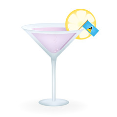 Cocktail Glass With A Flag Of Saint Lucia