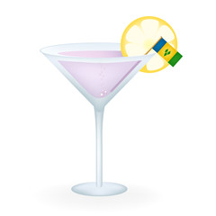 Cocktail Glass With A Flag Of Saint Vincent And The Grenadines