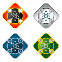 Vector simple objects with screws and science symbol