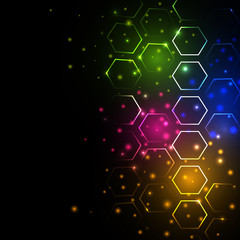 Abstract glowing background with hexagons