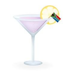 Cocktail Glass With A Flag Of South Africa
