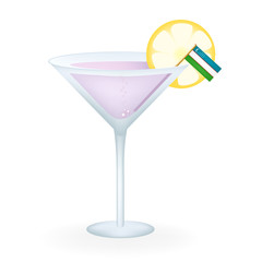 Cocktail Glass With A Flag Of Uzbekistan